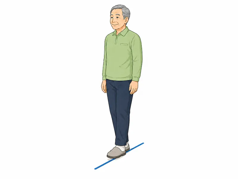 かかととつま先をそろえて行う継ぎ足立ち